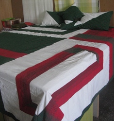 Red and Green Handloom Double Bedspread
